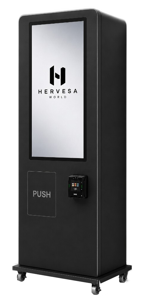 Máquina expendedora Tower negra, puerta cerrada